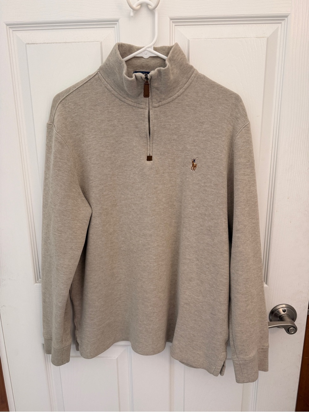 Ralph Lauren Men's Heather Taupe Quarter-Zip Sweater